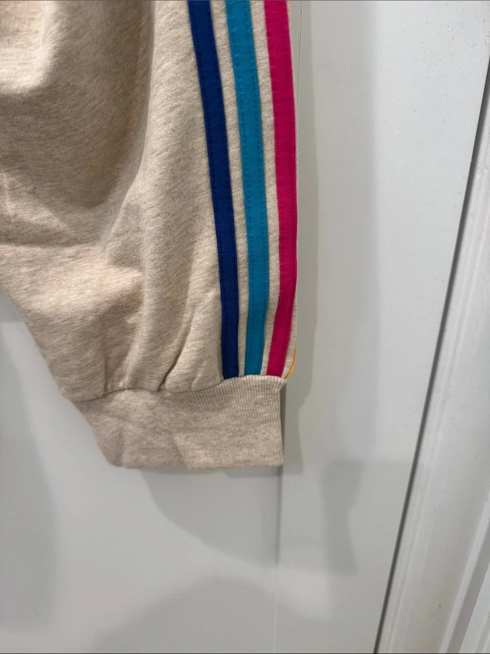 torrid Beige Sweat Set with multi color Stripes Trim